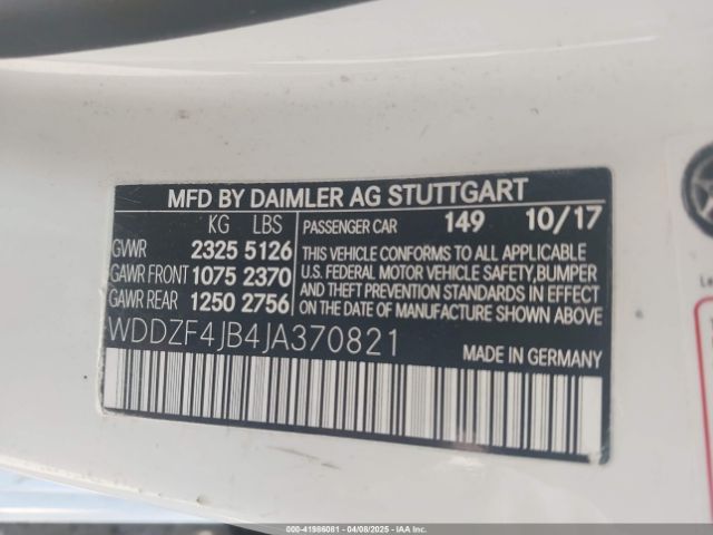 WDDZF4JB4JA370821 Mercedes-Benz E 300