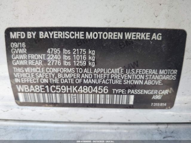 WBA8E1C59HK480456 BMW 330e Iperformance