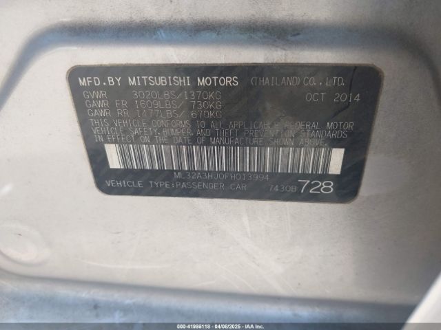 ML32A3HJ0FH013994 Mitsubishi MIRAGE DE