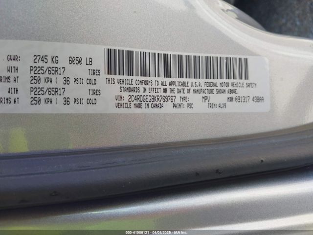 2C4RDGEG8KR769767 Dodge Grand Caravan Gt