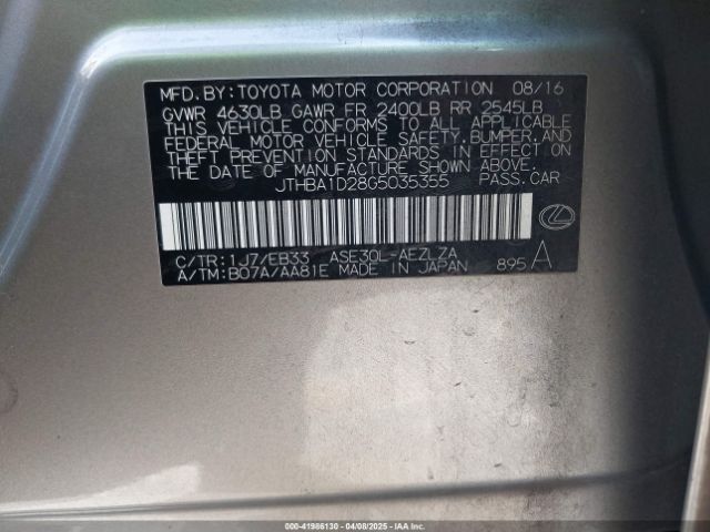JTHBA1D28G5035355 Lexus IS 200T