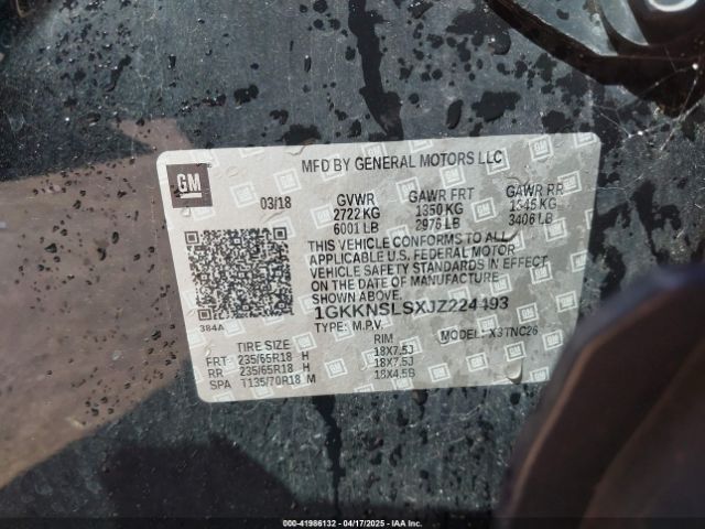 1GKKNSLSXJZ224493 GMC Acadia Sle-2