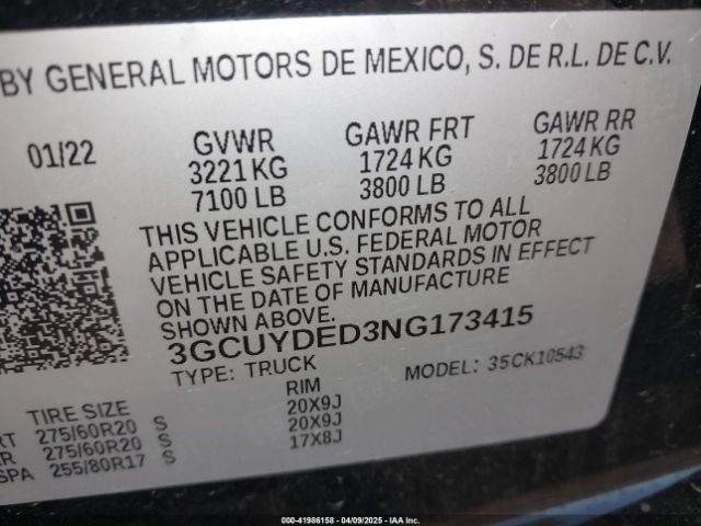 2022 CHEVROLET SILVERADO 1500 LTD 3GCUYDED3NG173415 Photo 8