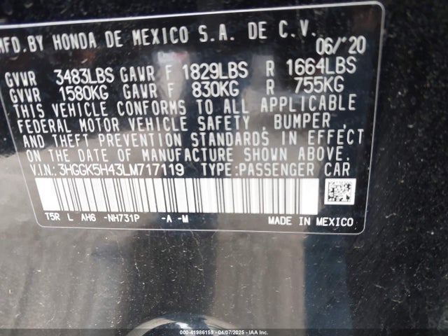 3HGGK5H43LM717119 Honda FIT LX