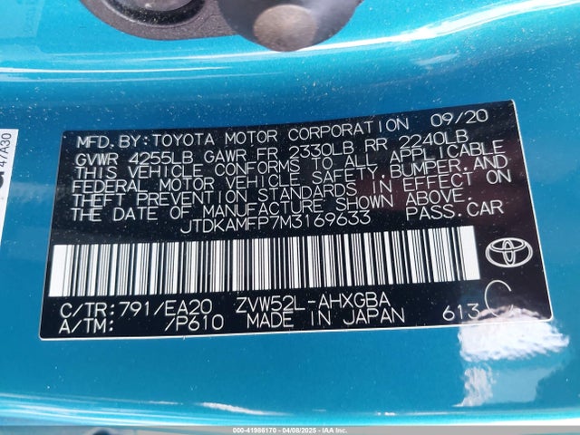 JTDKAMFP7M3169633 Toyota Prius Prime Limited