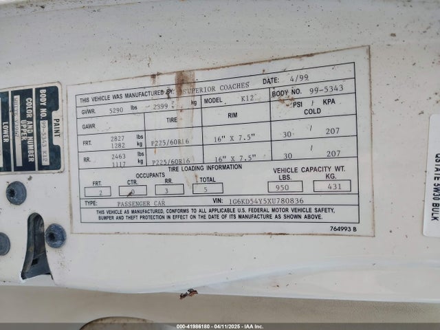 1999 CADILLAC DEVILLE 1G6KD54Y5XU780836 Photo 8