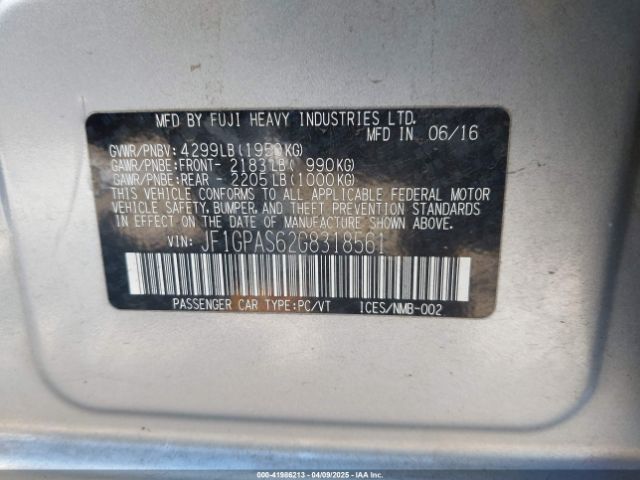 JF1GPAS62G8318561 Subaru Impreza 2.0i Sport Premium