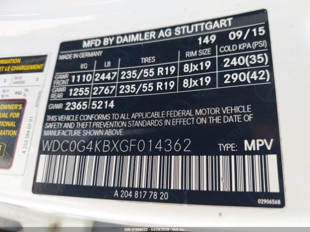 WDC0G4KBXGF014362 Mercedes-Benz Glc 300 4matic