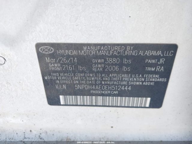 5NPDH4AE0EH512444 Hyundai ELANTRA SE