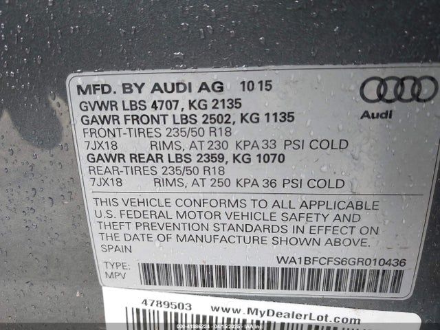 2016 AUDI Q3 WA1BFCFS6GR010436 Photo 8