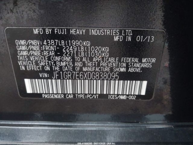 2013 SUBARU IMPREZA WRX JF1GR7E6XDG838095 Photo 8