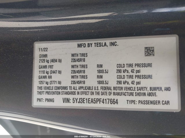 2023 TESLA MODEL 3 5YJ3E1EA5PF417664 Photo 8