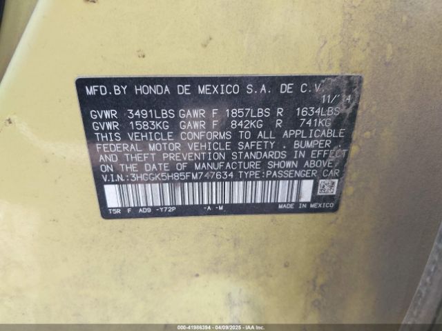 3HGGK5H85FM747634 Honda Fit Ex/ex-l