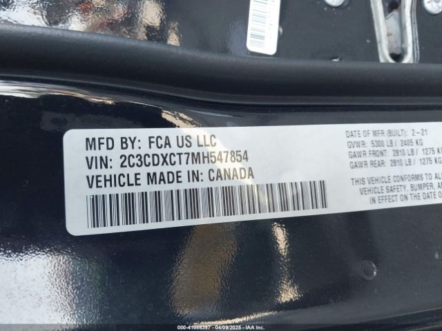 2C3CDXCT7MH547854 Dodge Charger R/t Rwd