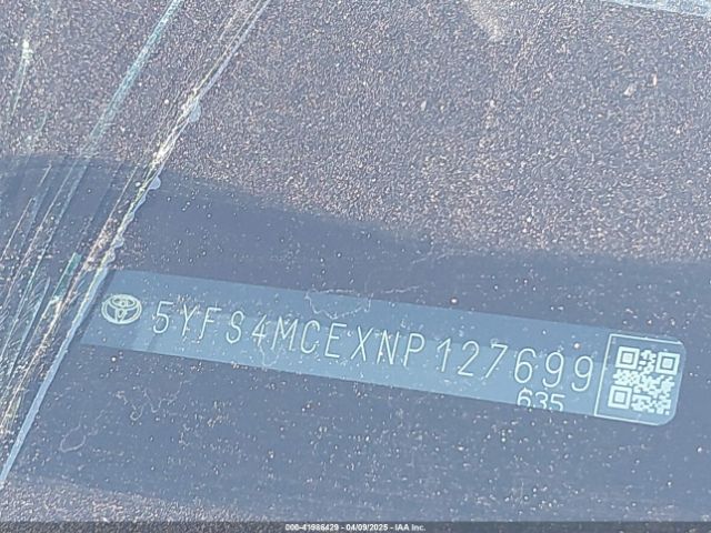 5YFS4MCEXNP127699 Toyota COROLLA SE