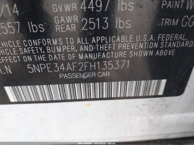5NPE34AF2FH135371 Hyundai Sonata Limited