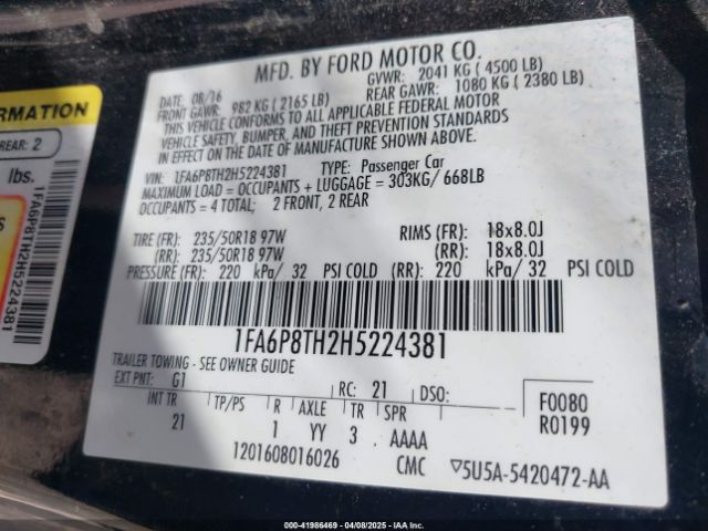 1FA6P8TH2H5224381 Ford Mustang Ecoboost