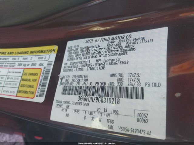 3FA6P0H79GR310218 Ford FUSION SE