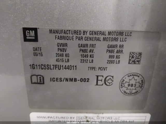 1G11C5SL7FU144011 Chevrolet MALIBU 1LT