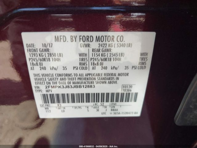 2FMPK3J83JBB12883 Ford EDGE SEL