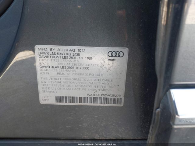 2013 AUDI Q5 WA1LFAFP5DA025279 Photo 8