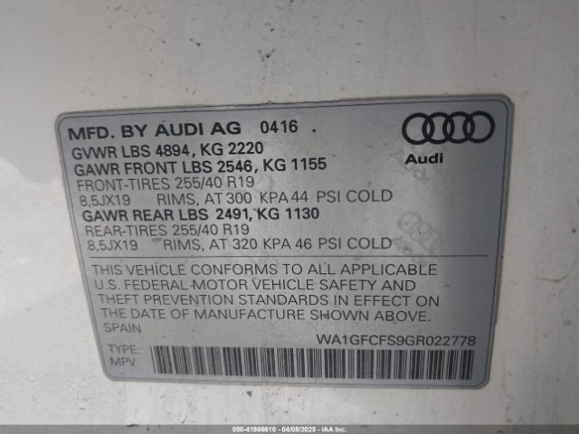 WA1GFCFS9GR022778 Audi Q3 2.0t Premium Plus