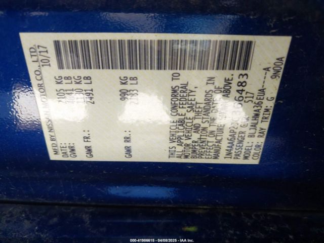 1N4AA6AP2JC366483 Nissan Maxima 3.5 Platinum