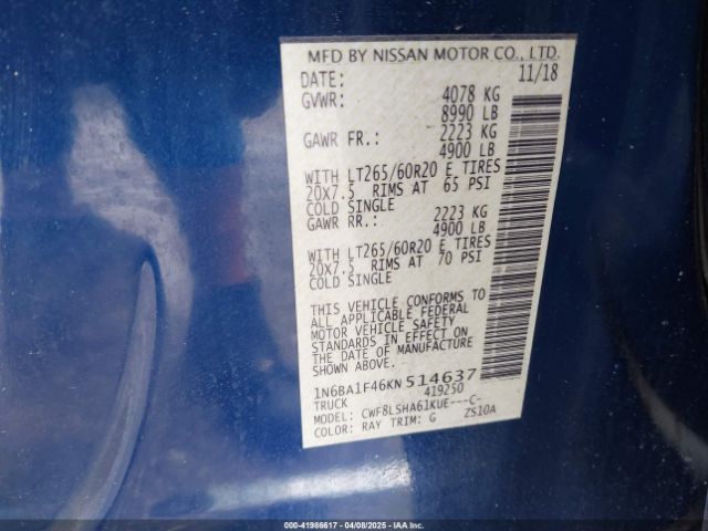 1N6BA1F46KN514637 Nissan Titan Xd Sv Diesel
