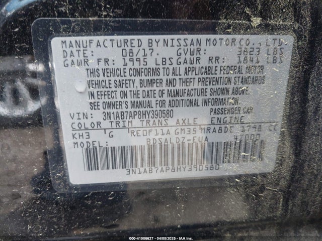 3N1AB7AP8HY390580 Nissan SENTRA SV