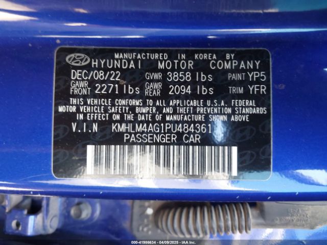 KMHLM4AG1PU484361 Hyundai ELANTRA SEL
