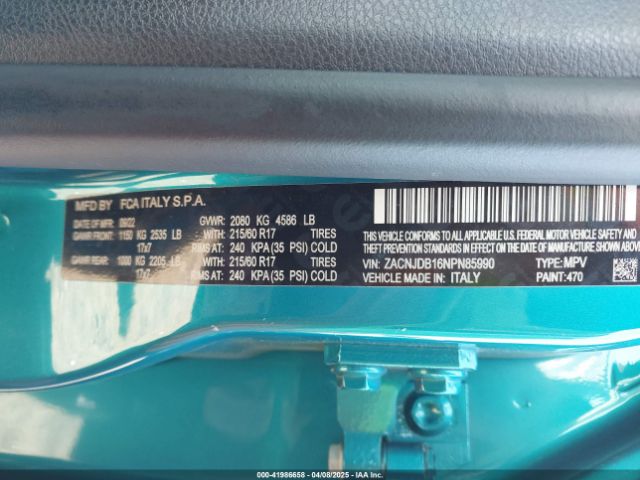 ZACNJDB16NPN85990 Jeep Renegade Latitude 4x4