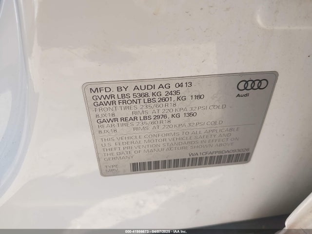 2013 AUDI Q5 WA1CFAFP8DA093026 Photo 8