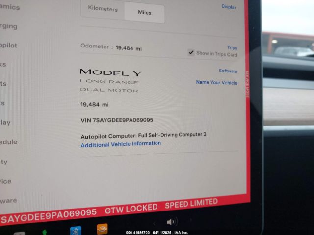 7SAYGDEE9PA069095 Tesla Model Y Awd/long Range Dual Motor All-wheel Drive