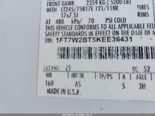 1FT7W2BT5KEE36431 Ford F-250 Xl