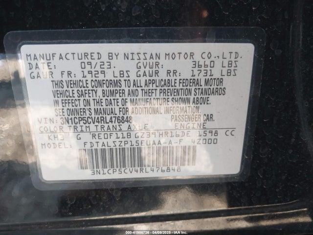 3N1CP5CV4RL476848 Nissan Kicks Sv Xtronic Cvt