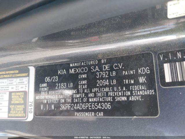 3KPF24AD6PE654306 KIA Forte Lxs