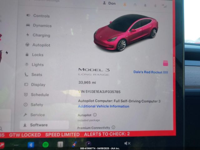 5YJ3E1EA3JF035785 Tesla Model 3 Long Range/mid Range