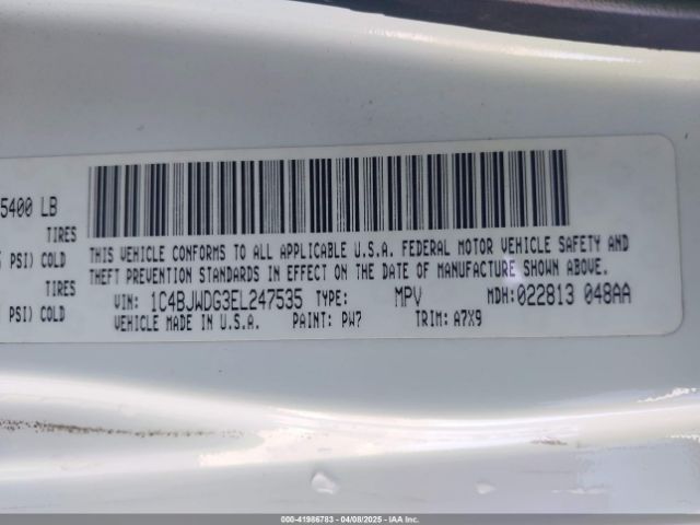 1C4BJWDG3EL247535 Jeep Wrangler Unlimited Sport