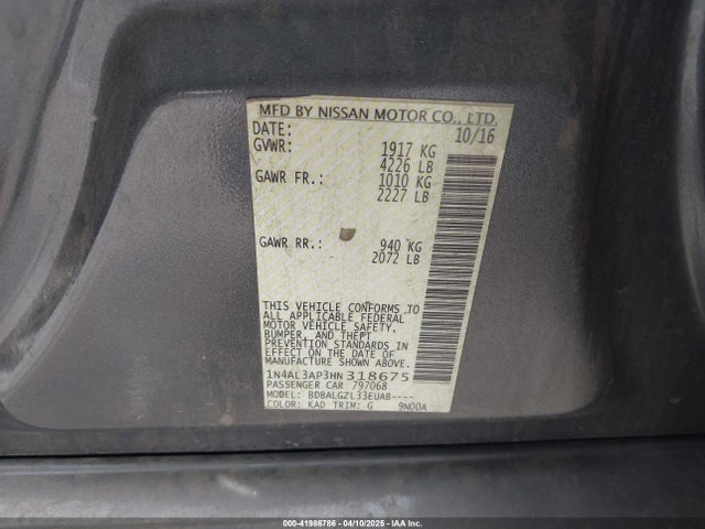 1N4AL3AP3HN318675 Nissan Altima 2.5 S