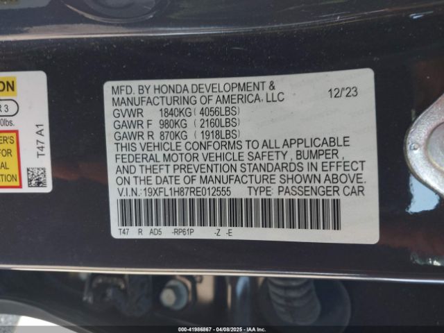 2024 HONDA CIVIC 19XFL1H87RE012555 Photo 8