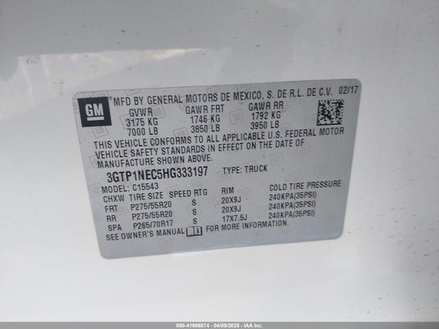 3GTP1NEC5HG333197 GMC Sierra 1500 Slt