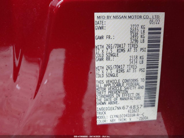 Nissan 2022 2022 1N6ED1EK7NN674857 Image 9