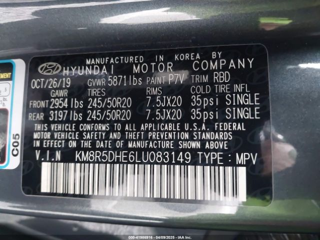 KM8R5DHE6LU083149 Hyundai Palisade Limited