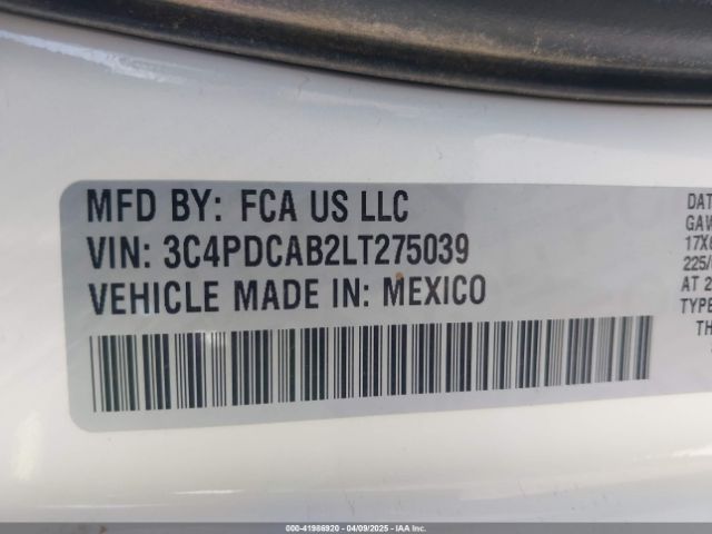 3C4PDCAB2LT275039 Dodge Journey Se Value