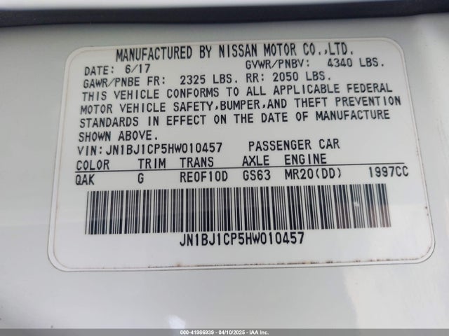 JN1BJ1CP5HW010457 Nissan Rogue Sport S