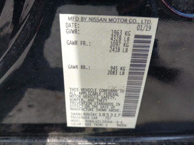 2019 NISSAN ALTIMA 1N4BL4DV2KC185317 Photo 8