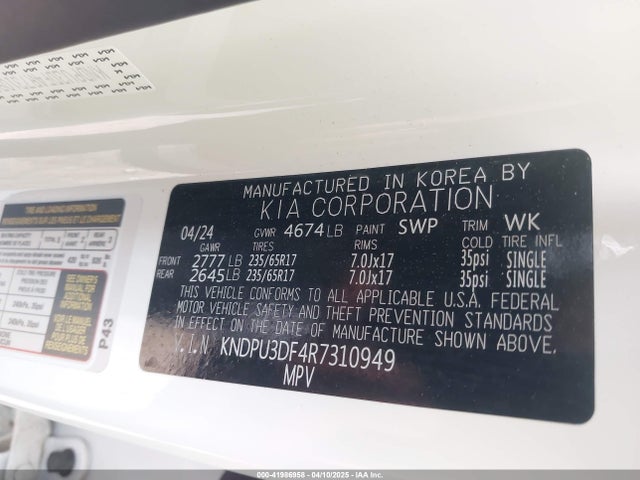 KNDPU3DF4R7310949 KIA Sportage Lx