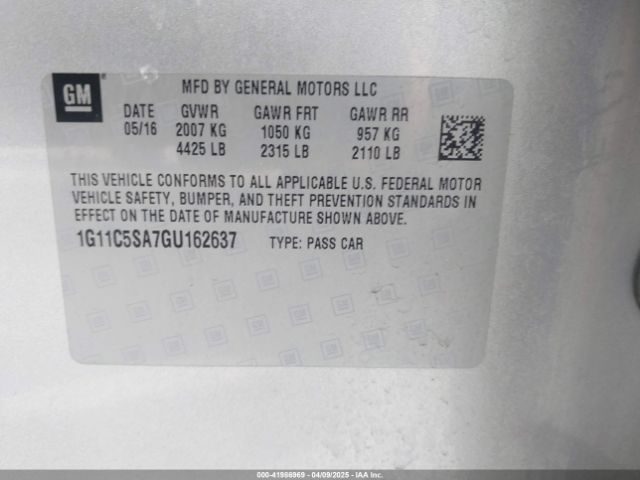 1G11C5SA7GU162637 Chevrolet Malibu Limited Lt