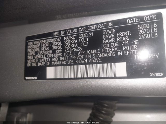 YV4612HK2G1016047 Volvo V60 Cross Country T5