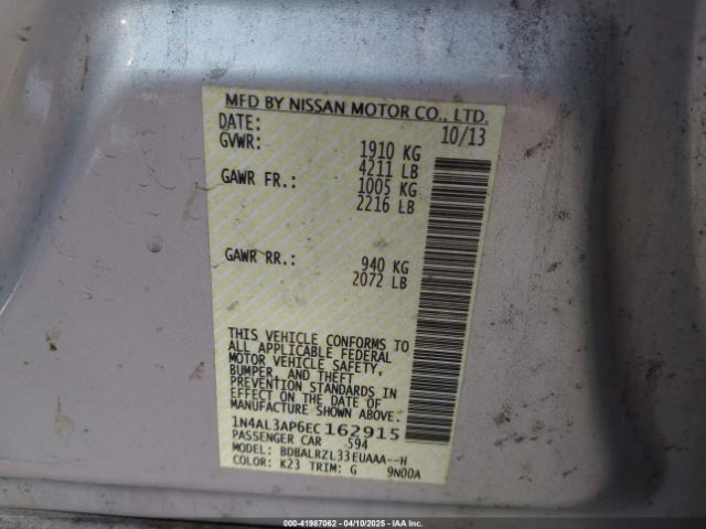 1N4AL3AP6EC162915 Nissan Altima 2.5 S
